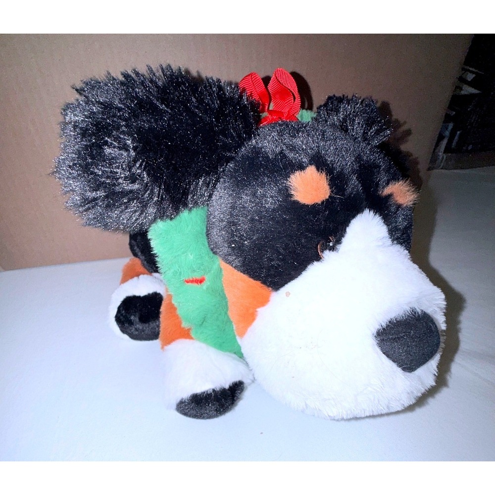 Gigglescape Plush Dog Kids Black White Holiday NEW Scarf‎ Bow Puppy